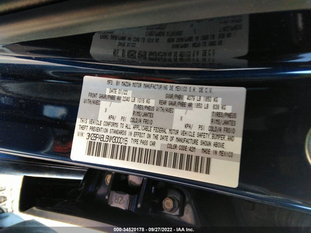 Mazda Mazda3 Sedan Select 2022 3MZBPABL6NM300015 Image 9