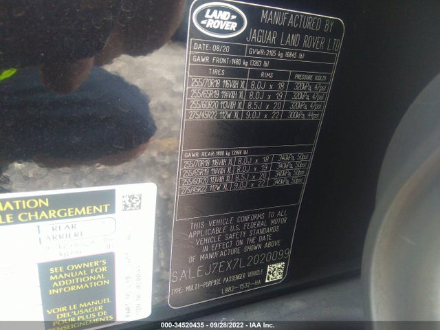 2020 Land Rover Defender, VIN: SALEJ7EX7L2020099