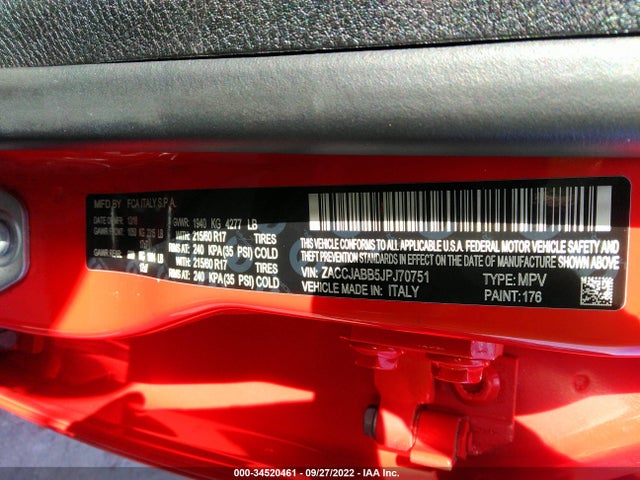 2018 JEEP RENEGADE LATITUDE VIN: ZACCJABB5JPJ70751