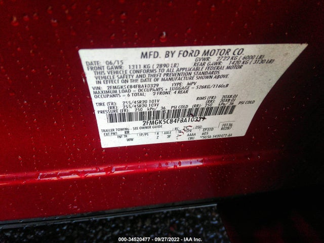 2015 Ford Flex, VIN: 2FMGK5C84FBA10329