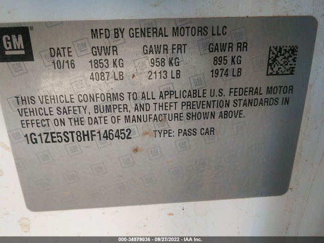 Chevrolet MALIBU LT 2017 1G1ZE5ST8HF146452 Image 9