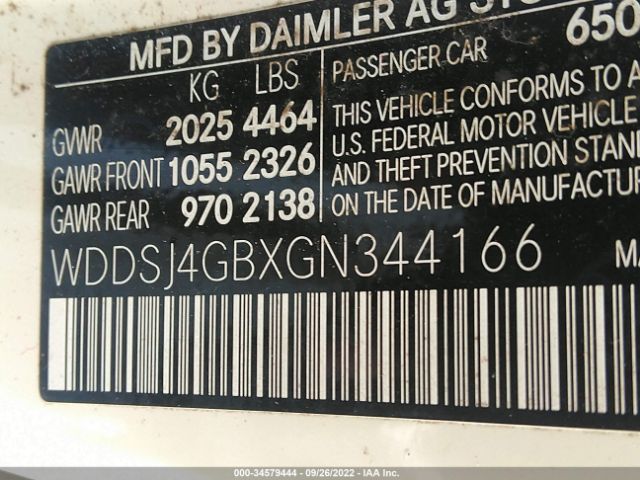 WDDSJ4GBXGN344166 Mercedes-Benz Cla Cla 250