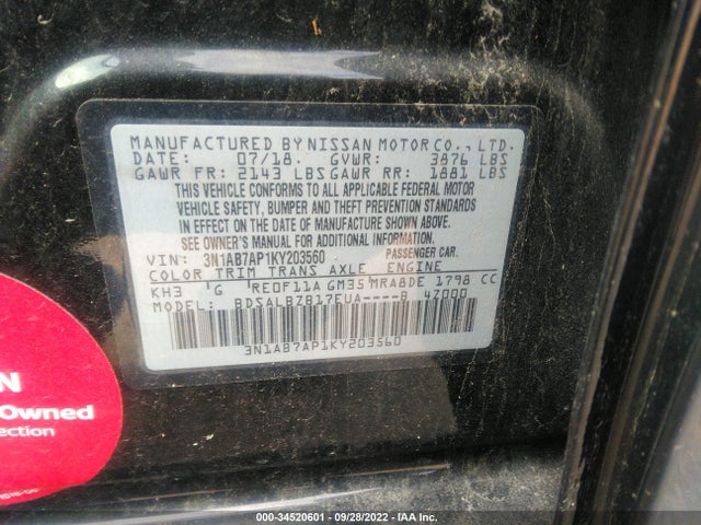 Nissan 2019 2019 3N1AB7AP1KY203560 Image 9