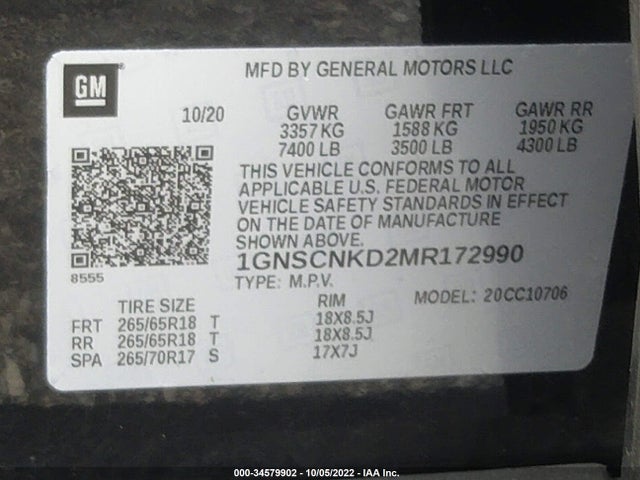 Chevrolet Tahoe Lt 2021 1GNSCNKD2MR172990 Image 9
