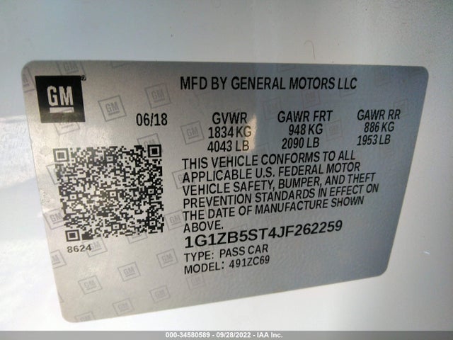 Chevrolet MALIBU LS 2018 1G1ZB5ST4JF262259 Image 10