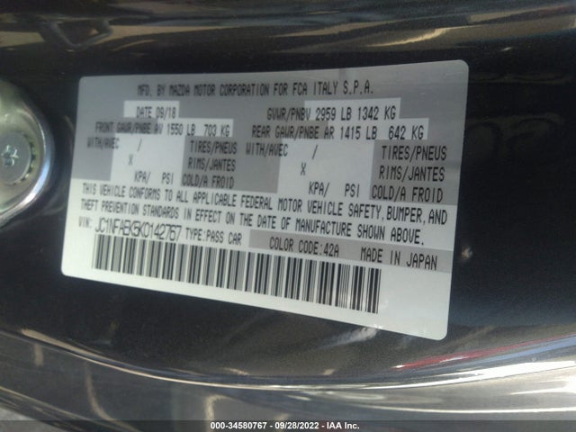 2019 Fiat 124 Spider, VIN: JC1NFAEK5K0142767