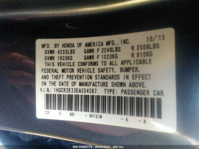 1HGCR2E33EA054087 Honda Accord Sedan Lx