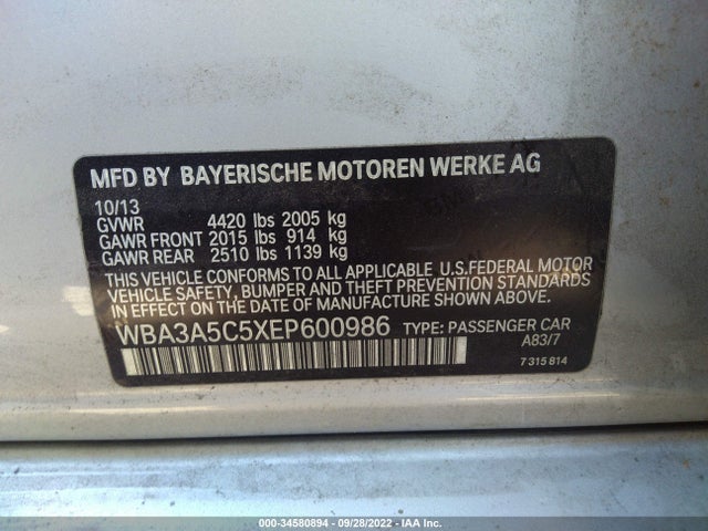BMW 3 Series 328i 2014 WBA3A5C5XEP600986 Image 9