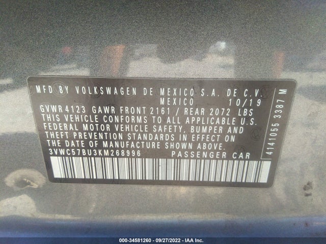 Volkswagen Jetta 2019 3VWC57BU3KM268996 Image 10