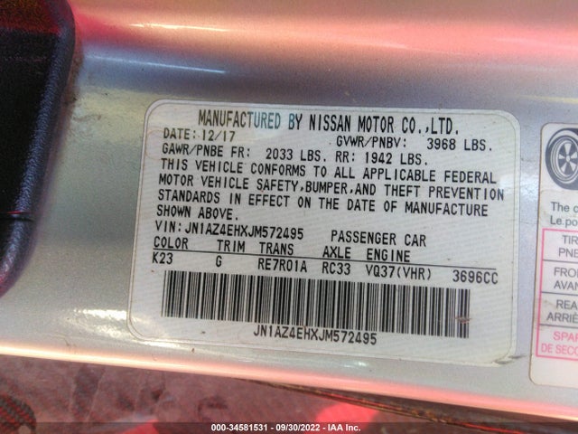 2018 Nissan Z, VIN: JN1AZ4EHXJM572495