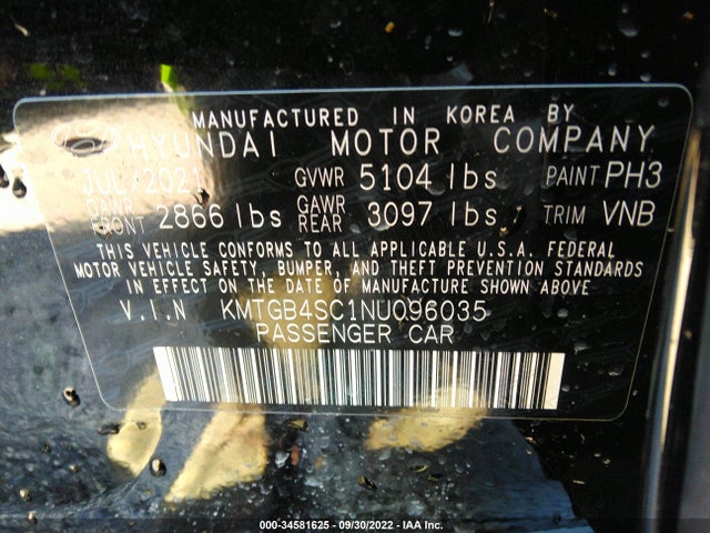 2022 Genesis G80, VIN: KMTGB4SC1NU096035