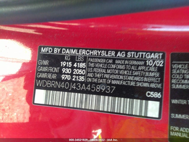 2003 MERCEDES-BENZ C-CLASS WDBRN40J43A458937 Photo 8
