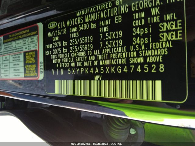 5XYPK4A5XKG474528 KIA Sorento Sx Limited V6