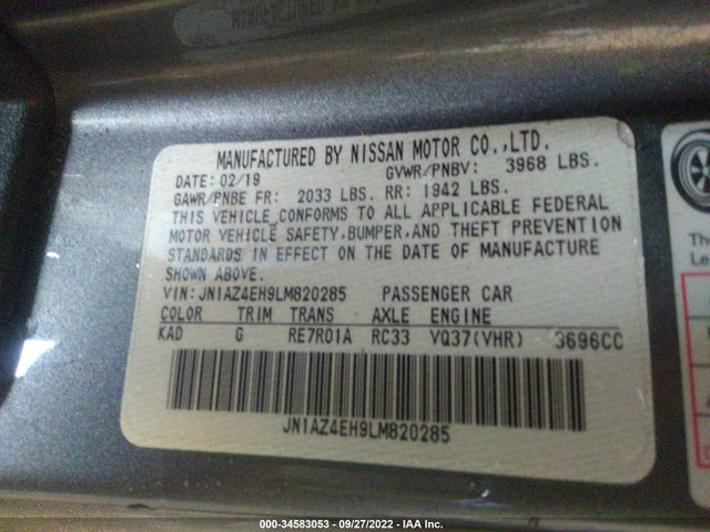 2020 Nissan Z, VIN: JN1AZ4EH9LM820285