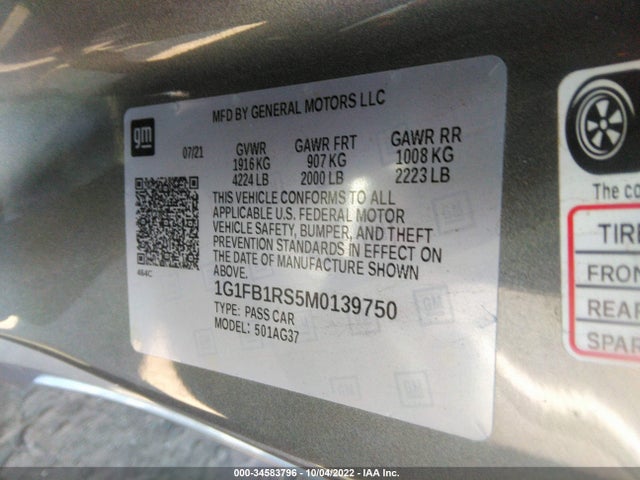 Chevrolet Camaro 1lt 2021 1G1FB1RS5M0139750 Image 9