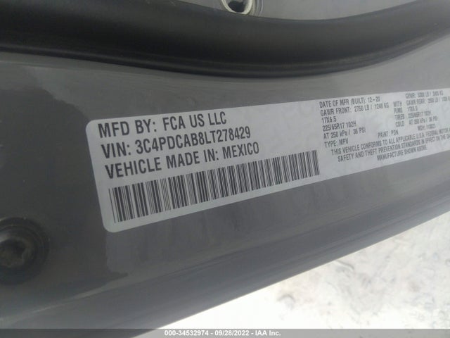 2020 Dodge Journey, VIN: 3C4PDCAB8LT278429