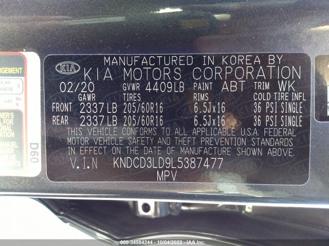2020 Kia Niro, VIN: KNDCD3LD9L5387477