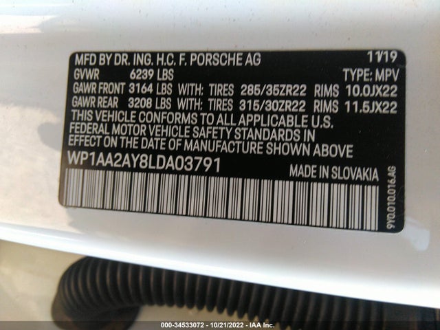2020 Porsche Cayenne, VIN: WP1AA2AY8LDA03791