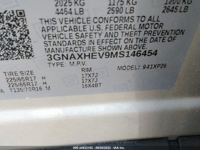 Chevrolet EQUINOX LS 2021 3GNAXHEV9MS146454 Image 9