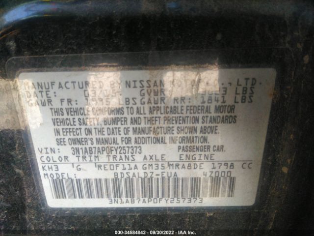 3N1AB7AP0FY257373 Nissan SENTRA SV