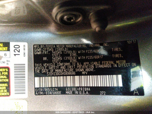 Toyota Sienna Xle Auto Access 2017 5TDYZ3DC0HS898686 Image 9