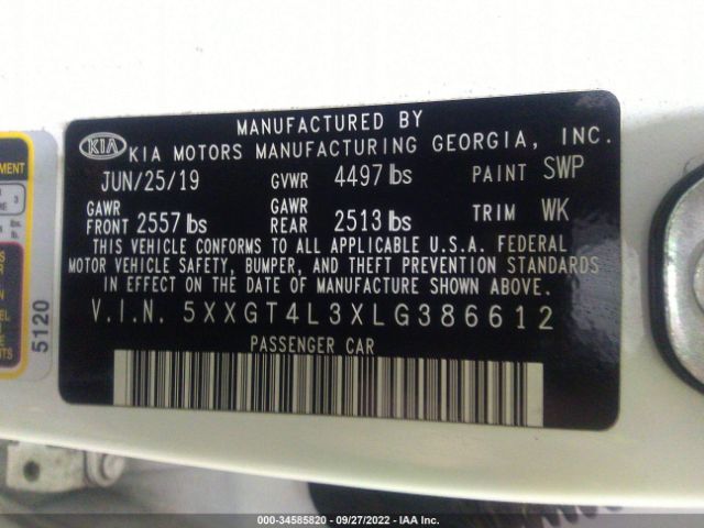 5XXGT4L3XLG386612 KIA Optima Lx