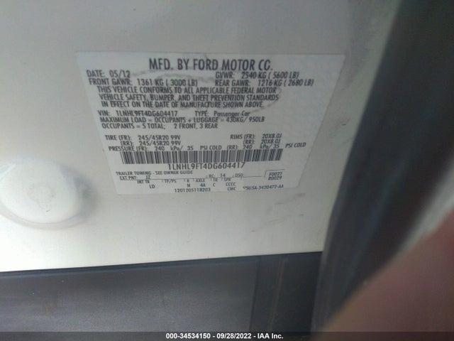 Lincoln Mks Ecoboost 2013 1LNHL9FT4DG604417 Image 10