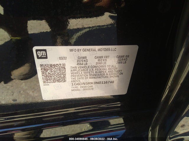 2022 Cadillac CT5, VIN: 1G6DN5RK0N0116748