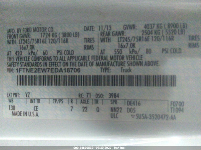 2014 Ford E-Series, VIN: 1FTNE2EW7EDA18706