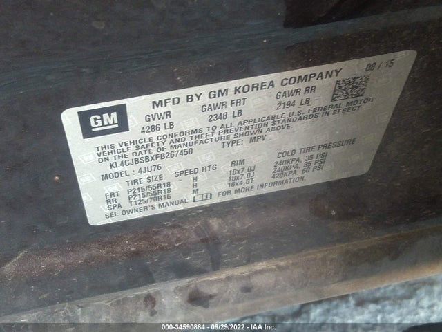 KL4CJBSBXFB267450 Buick Encore Convenience