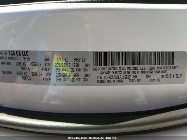 Chrysler Pacifica 2020 2C4RC1FG1LR116617 Image 9