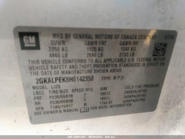 GMC Terrain Slt 2017 2GKALPEK8H6142358 Image 9