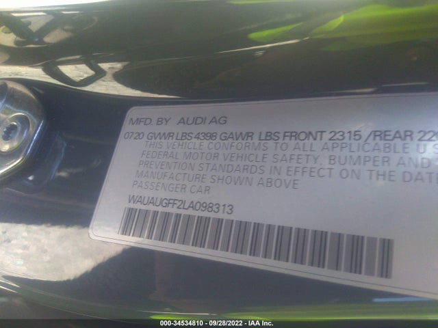 2020 Audi A3, VIN: WAUAUGFF2LA098313