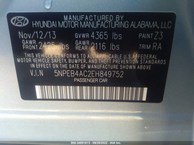 Hyundai SONATA GLS 2014 5NPEB4AC2EH849752 Image 11