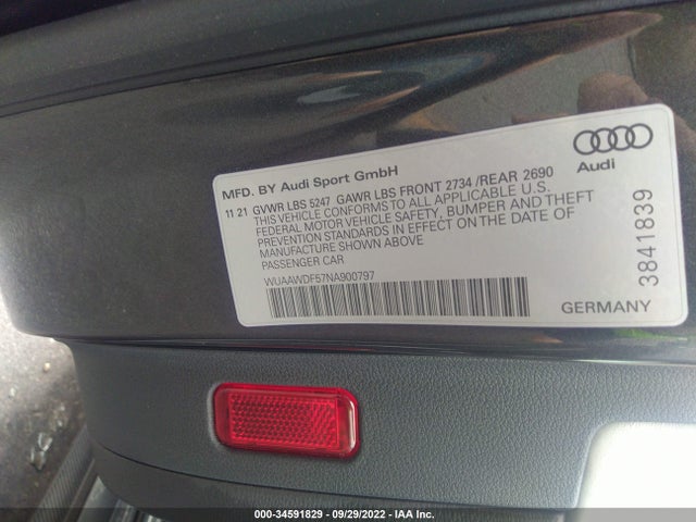 2022 Audi RS 5, VIN: WUAAWDF57NA900797