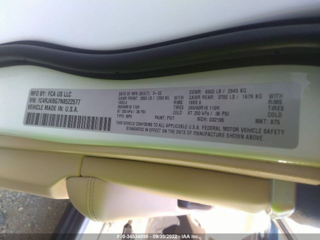1C4RJKBG7N8522577 Jeep Grand Cherokee L Limited