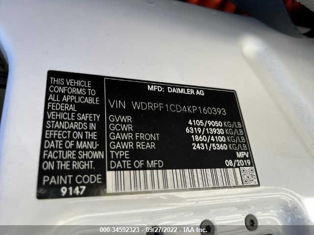 2019 Freightliner Sprinter, VIN: WDRPF1CD4KP160393