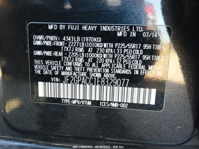 JF2GPACC1E8329077 Subaru Xv Crosstrek Premium