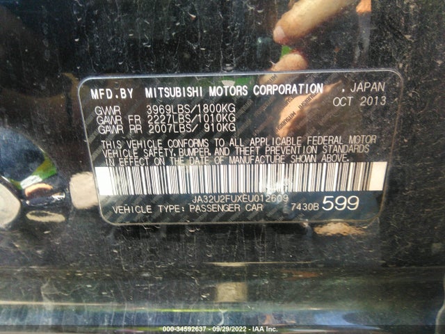 JA32U2FUXEU012609 Mitsubishi LANCER ES