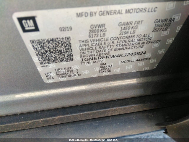 Chevrolet Traverse Ls 2019 1GNERFKW4KJ249924 Image 10