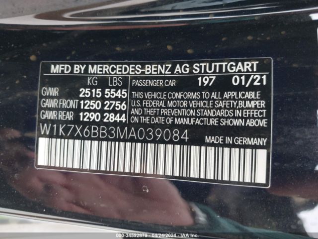 W1K7X6BB3MA039084 Mercedes-Benz Amg Gt 53 4-door Coupe