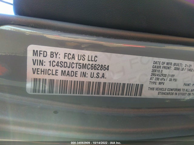 Dodge Durango R/t 2021 1C4SDJCT5MC662864 Image 9