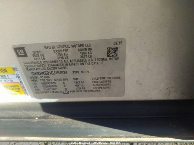 1GKKRNED1GJ164924 GMC ACADIA SLE