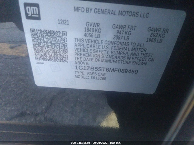 Chevrolet MALIBU LS 2021 1G1ZB5ST6MF089459 Image 9
