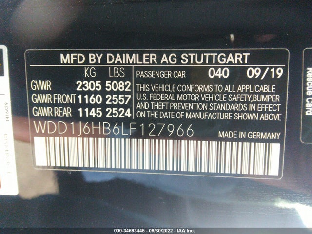 2020 Mercedes-Benz E-Class, VIN: WDD1J6HB6LF127966