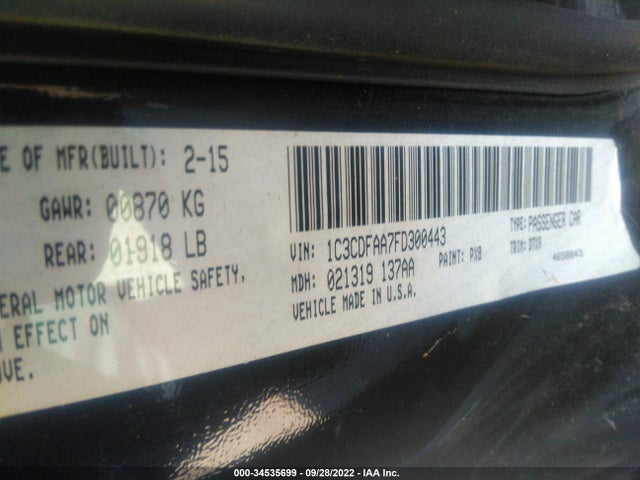 Dodge DART SE 2015 1C3CDFAA7FD300443 Image 10