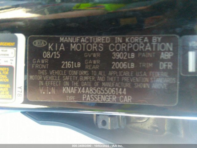 KNAFX4A85G5506144 KIA FORTE EX