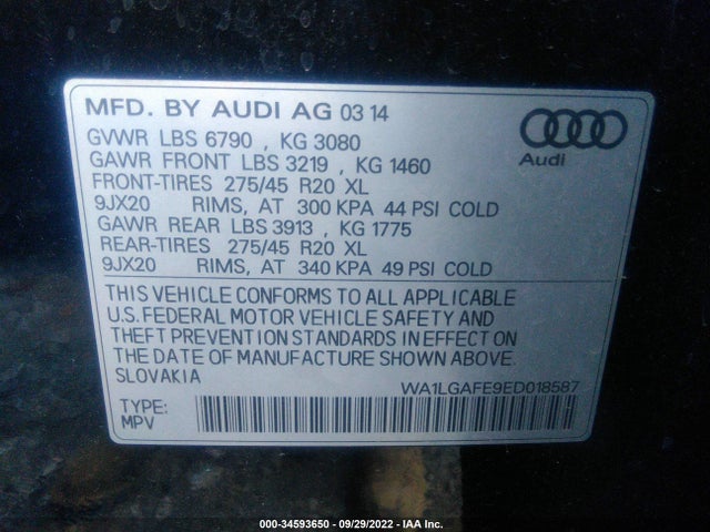 Audi Q7 3.0t Premium 2014 WA1LGAFE9ED018587 Image 9