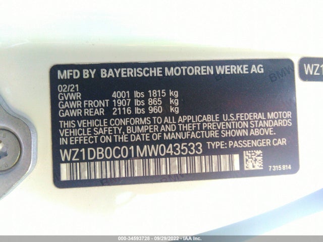 2021 Toyota Supra, VIN: WZ1DB0C01MW043533
