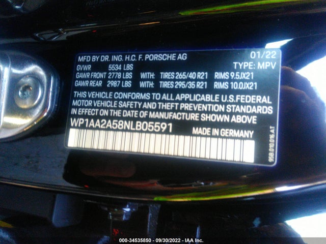 2022 Porsche Macan, VIN: WP1AA2A58NLB05591
